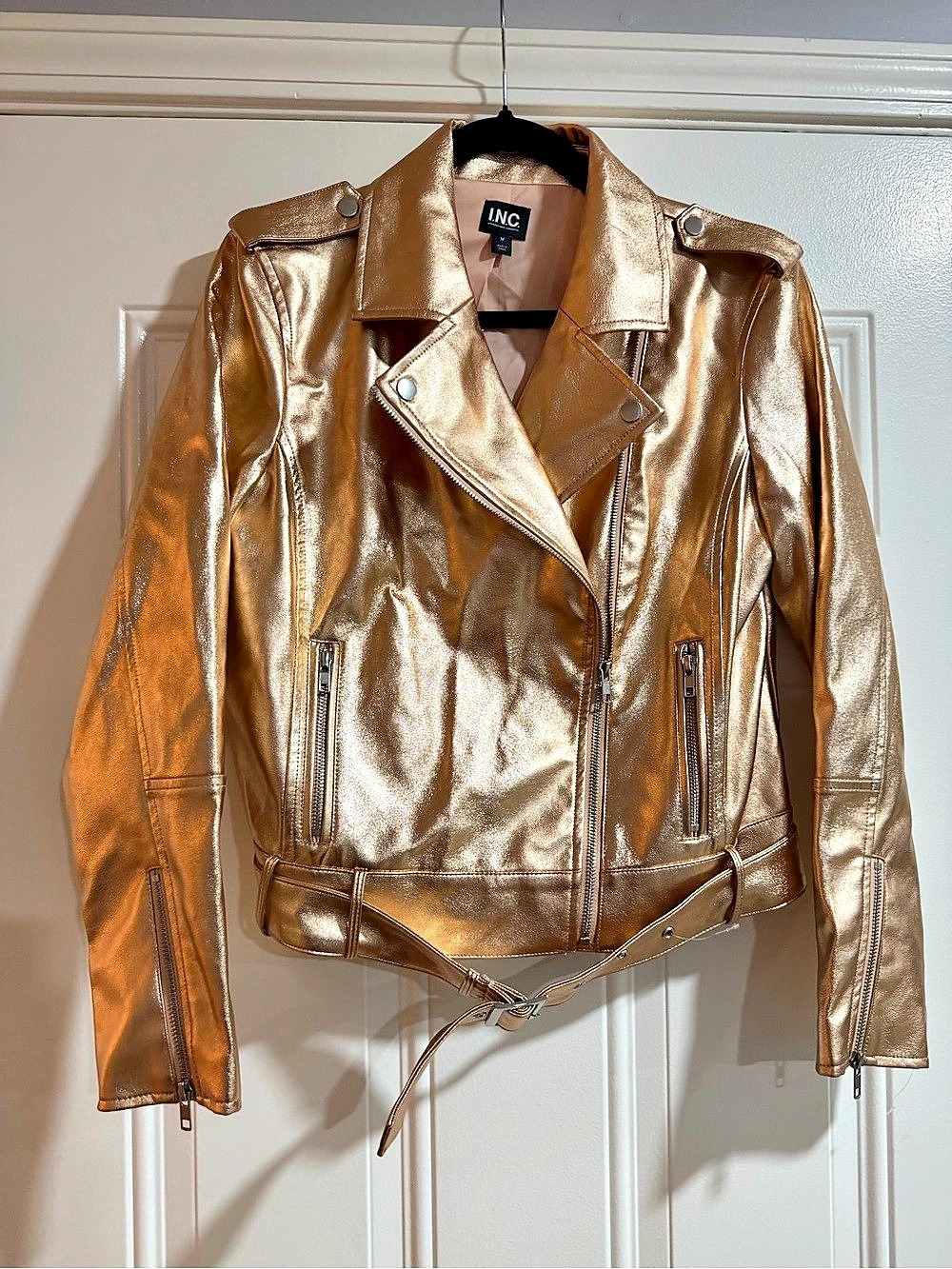 INC Metallic Moto Jacket Size Medium Like New